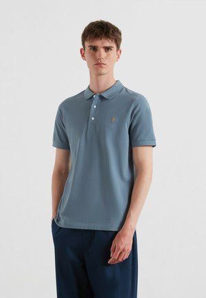 Korte mouwen polo shirt in lichtblauwe katoenmix, met een klassieke kraag, een drieknoopsluiting en een geborduurd logo op de borst.
