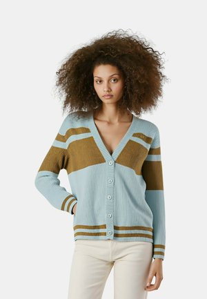 COLOR BLOCK - Cardigan - light blue camel