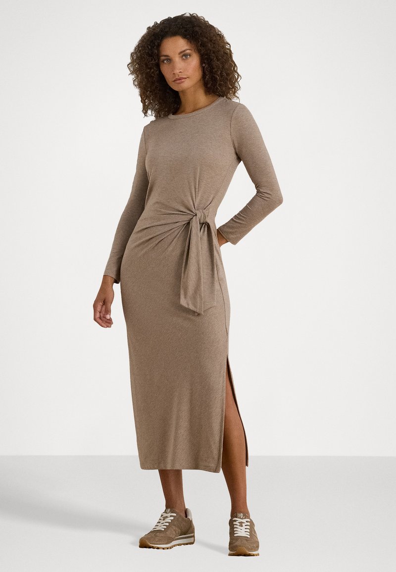 Lauren Ralph Lauren TIE FRONT STRETCH JERSEY MIDI DRESS - Jersey dress - adirondack heather/light brown - Zalando.ie Lauren Ralph Lauren TIE FRONT STRETCH JERSEY MIDI DRESS - Jersey dress - adirondack heather/light brown - Zalando.ie