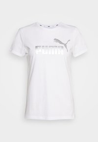 Puma - METALLIC LOGO TEE - T-shirt con stampa - white/silver Immagine in miniatura 1