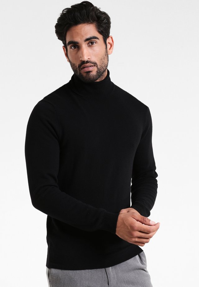 BASIC ROLL NECK - Strickpullover - black