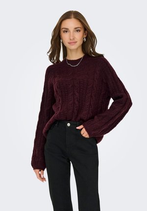 JDY JDYSILJA CABLE - Strickpullover - maroon banner