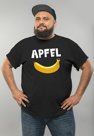 T LUSTIGER AUFDRUCK APFEL BANANE WITZ SCHERZ FUN-SH - Print T-shirt - schwarz
