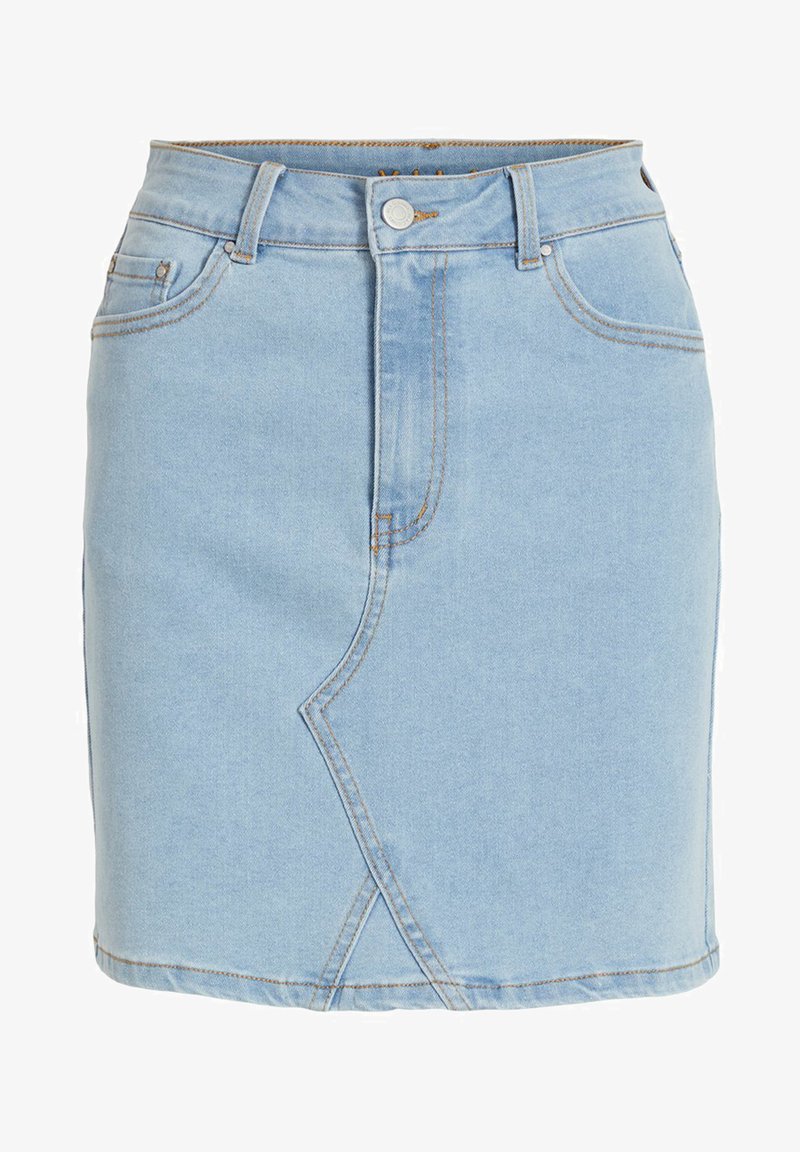 Vila Minirock High Waist Denim Denim Skirt Light Blue Denim Zalando Co Uk