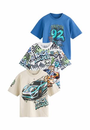 Next, SHORT SLEEVE GRAPHIC T-SHIRTS 3 PACK STANDARD - T-Shirt print - blue ecru white