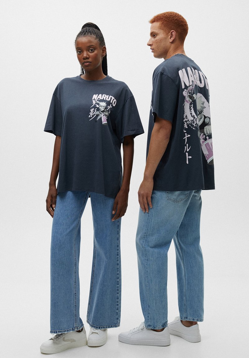 PULL&BEAR Print Tshirt dark grey Zalando.ie