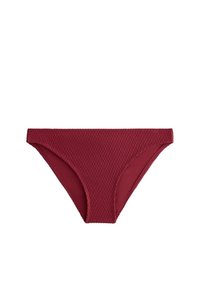 Bordo bikini spodnji del za plavanje z teksturirano površino, nizkim pasom in brezšivnimi robovi za udobje in prileganje.