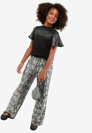 REGULAR FIT SPARKLE SEQUIN CHRISTMAS - T-shirt imprimé - black