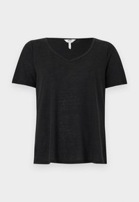 OBJTHEA V NECK - Lihtne T-särk - black