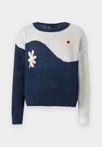ONLFREESIA FLOWER O NECK  - Neule - night sky/cloud dancer/pink