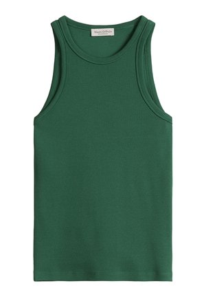 Πράσινο ριμπ αμάνικο τοπ με στρογγυλή λαιμόκοψη και ετικέτα Marc O'Polo στο εσωτερικό του γιακά.