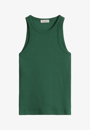 Green ribbed sleeveless tank top with round neckline and Marc O'Polo label inside the collar.
