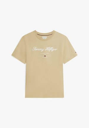 Tommy Hilfiger, SCRIPT LOGO TEE - BRAND LOVE - T-shirts print - batique khaki
