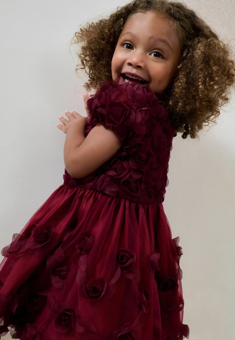 red flower party dress Halter Crystal Floral Dress Red