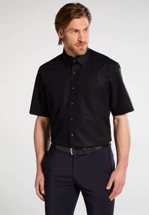 UNIFARBENES POPELINE KURZARMHEMD - COMFORT FIT - Shirt - black