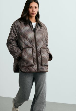 OYSHO, FELLEX® AEROGEL CHECKED MIDI PADDED JACKET - Manteau d'hiver - dark indigo