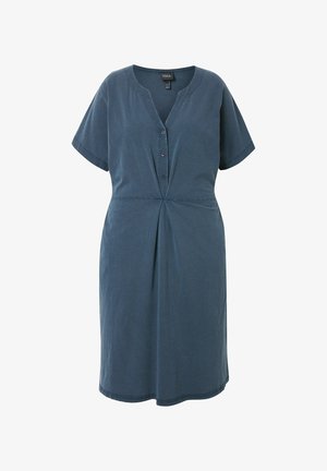 Ulla Popken, COLD DYED SHORT SLEEVE SPLIT NECK - Jerseykleid - marine