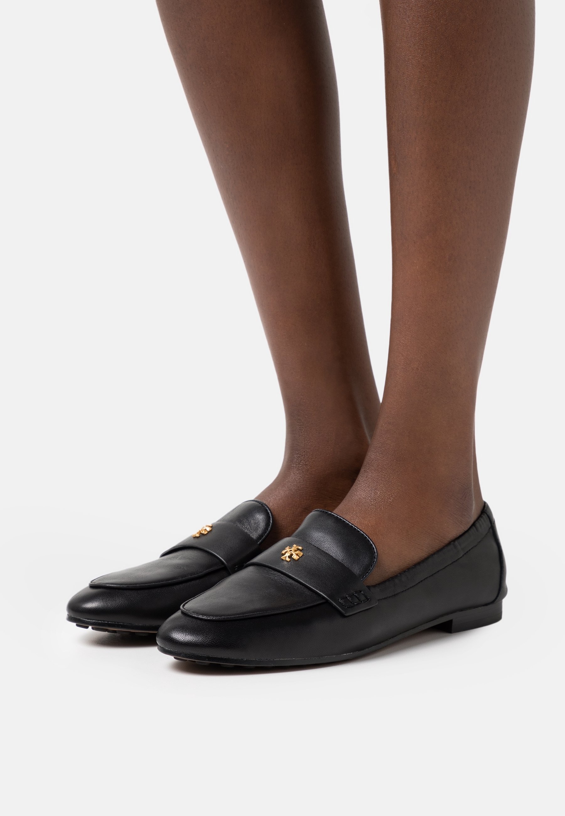 Tory Burch Black Slip-Ons with Gold Emblem Tory Burch black bling and gold emblem slides | Mercari main image 2
