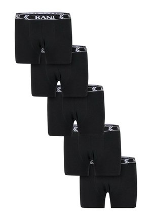 Boxers noirs en tissu doux. Chacun présente une ceinture avec le logo "KANI" en blanc, affichant un design classique. Cinq paires sont présentées.