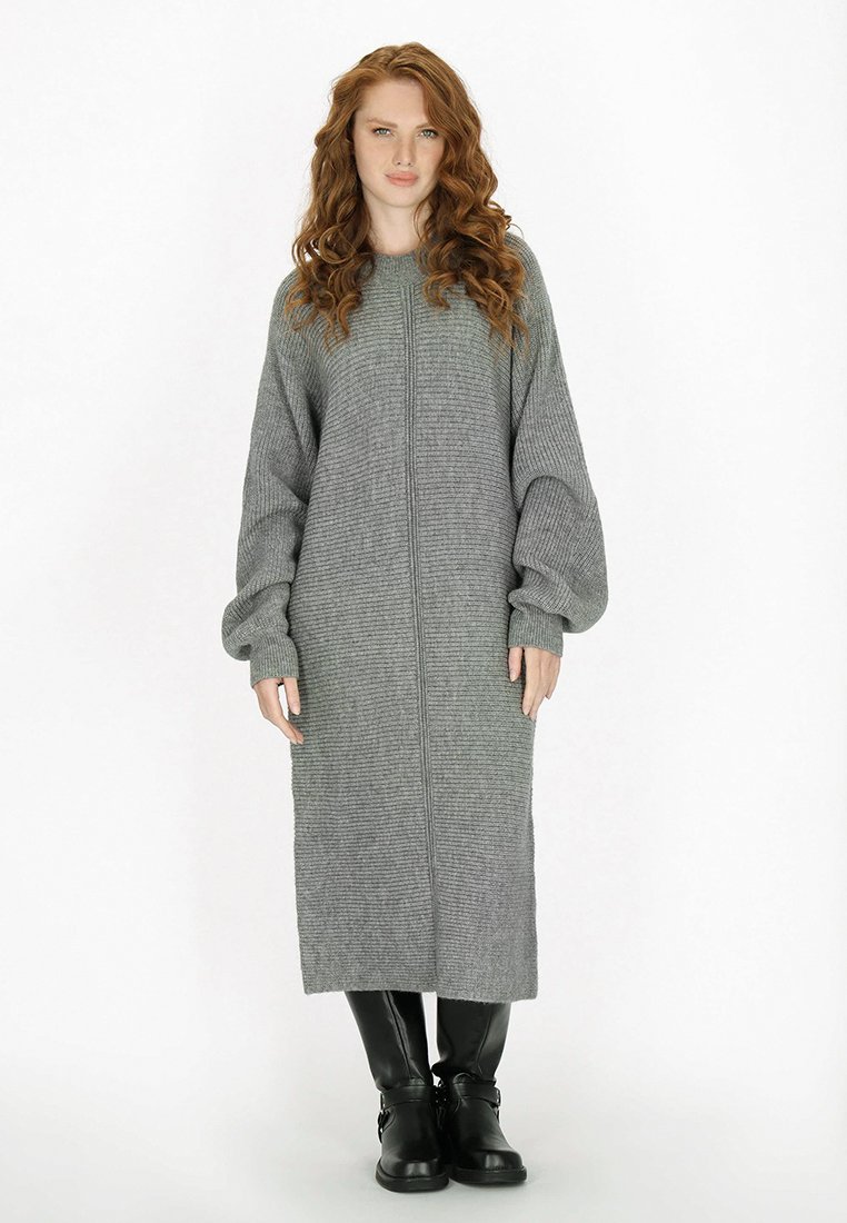 dreimaster Gebreide jurk grijs dreimaster Gebreide jurk grijs