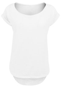 White short-sleeve t-shirt with a scoop neck, soft texture, and rounded hem. Simple design with no patterns or visible accents.