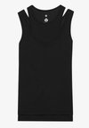 DOUBLE LAYER FINE RIB SLEEVELESS TOP - Top - black