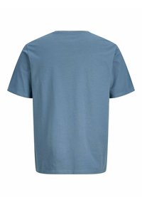 Blue cotton T-shirt with short sleeves, round neckline, and a relaxed fit. Smooth texture with no visible patterns or accents.