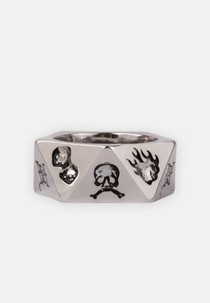 FACETED SKULL HEART BAND - Ring - silver-coloured