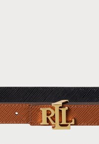 Lauren Ralph Lauren Logo Reversible Crosshatch Skinny Belt - Curea - brown/black