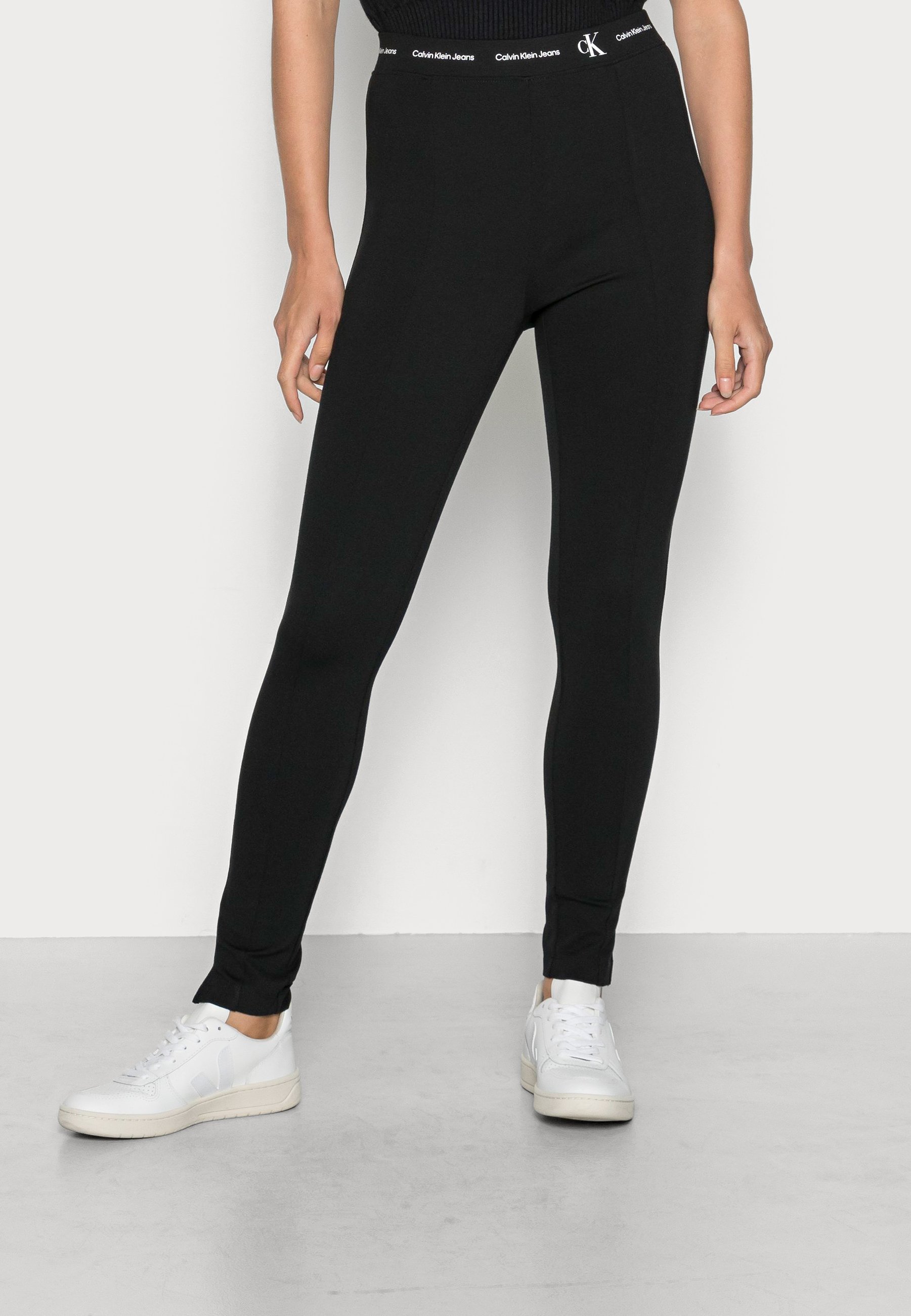 Calvin Klein Jeans LOGO ELASTIC MILANO - Leggings - Hosen - black/schwarz