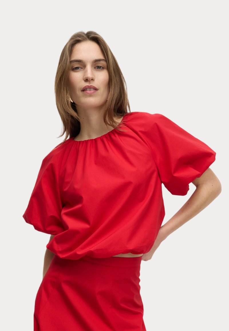 Marks & Spencer BUBBLE HEM PUFF SLEEVE - Blůza - red