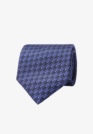Lilla slips med hundetandsmønster, der har et tekstureret stof med en glat finish og en forlænget spids. Farvegradient fra mørk til lys lilla.