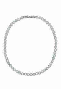 Collana in argento con pietre rotonde e brillanti in un design a catena, con chiusura sicura e finitura lucida.