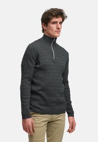 Kronstadt CABLE HALF-ZIP - Strikkegenser - charcoal mix