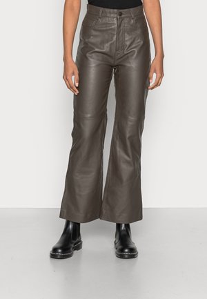 Leather trousers - khaki