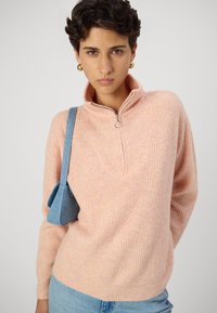 Vero Moda VMPLAZA ZIPPER BLOUS - Pulover - misty rose detailw melange