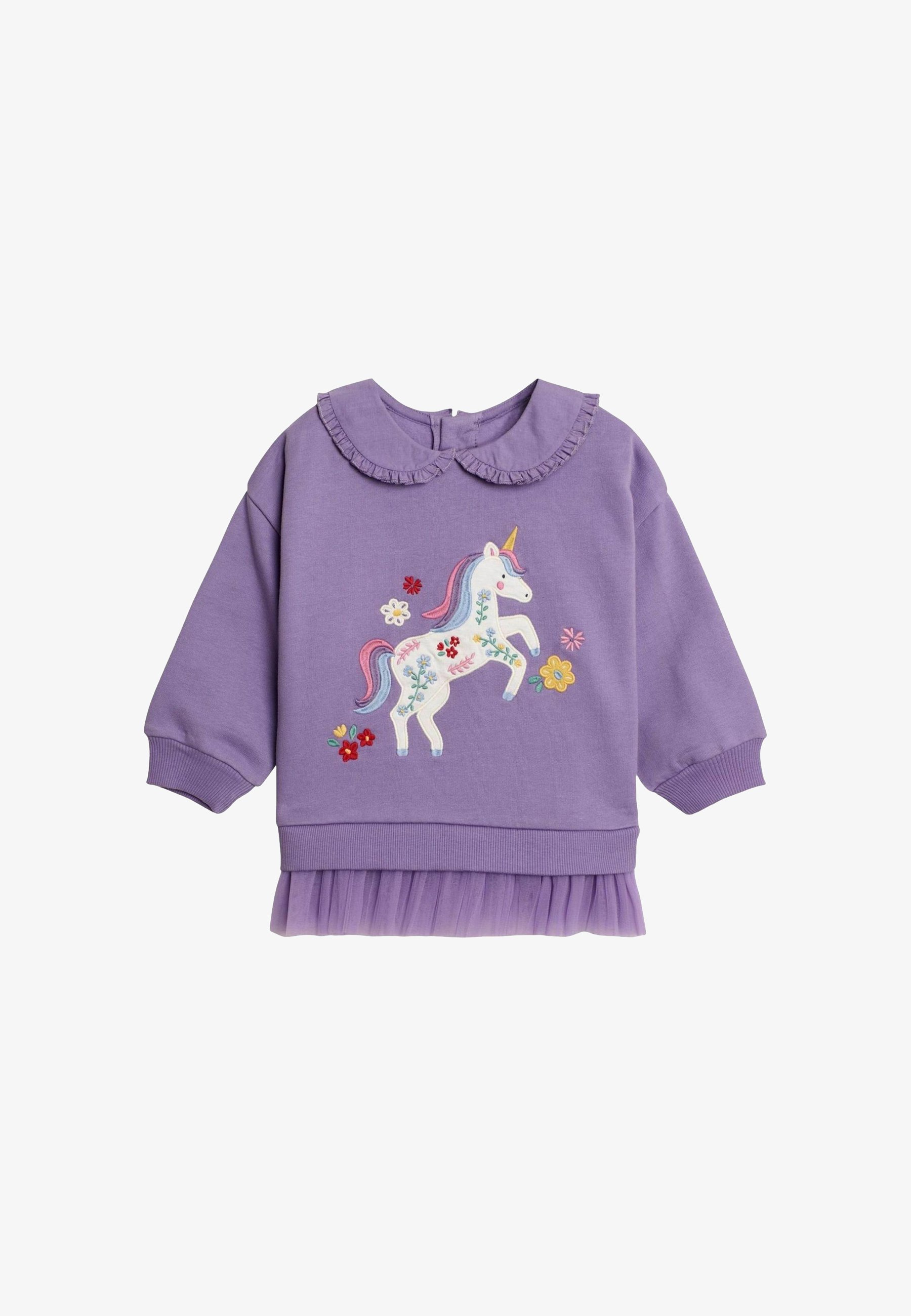 JoJo Maman Bébé UNICORN APPLIQUE FRILL REGULAR FIT Felpa