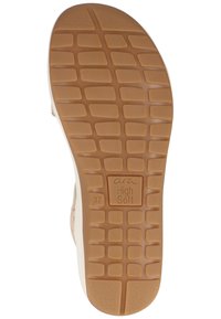 Semelle extérieure de chaussure avec un motif en caoutchouc texturé, de couleur marron avec des détails de logo. Taille marquée 37, conçue pour le confort.