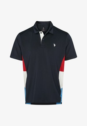 Námornícky polo tričko s dvojitým gombíčkom, bielym golierom a červenými, bielymi a modrými akcentmi po stranách. Obsahuje malé logo na hrudi.