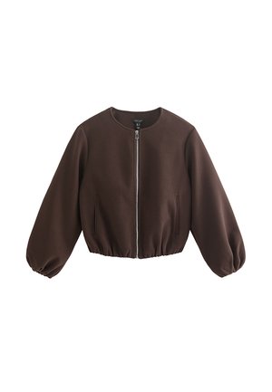 New Look, DARK  COLLARLESS ZIP THROUGH BOMBER JACKET - Leichte Jacke - dark brown