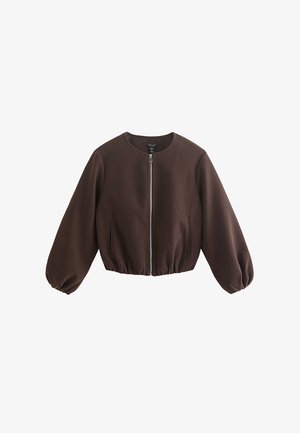 New Look, DARK COLLARLESS ZIP THROUGH BOMBER JACKET - Leichte Jacke - dark brown