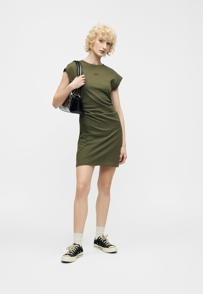 gap olive green dress Tie-Front Tiered Maxi Dress