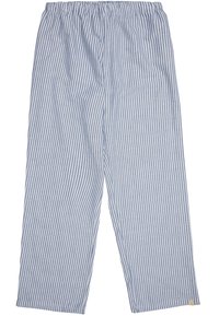 Blauwe en witte gestreepte pyjamabroek met een elastische tailleband. Gemaakt van lichte stof, met rechte pijpen en een relaxte pasvorm.