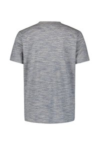Korte mouwen t-shirt in een gemêleerd blauw, met een ronde hals en een eenvoudige, gestructureerde stof met een subtiel patroon.