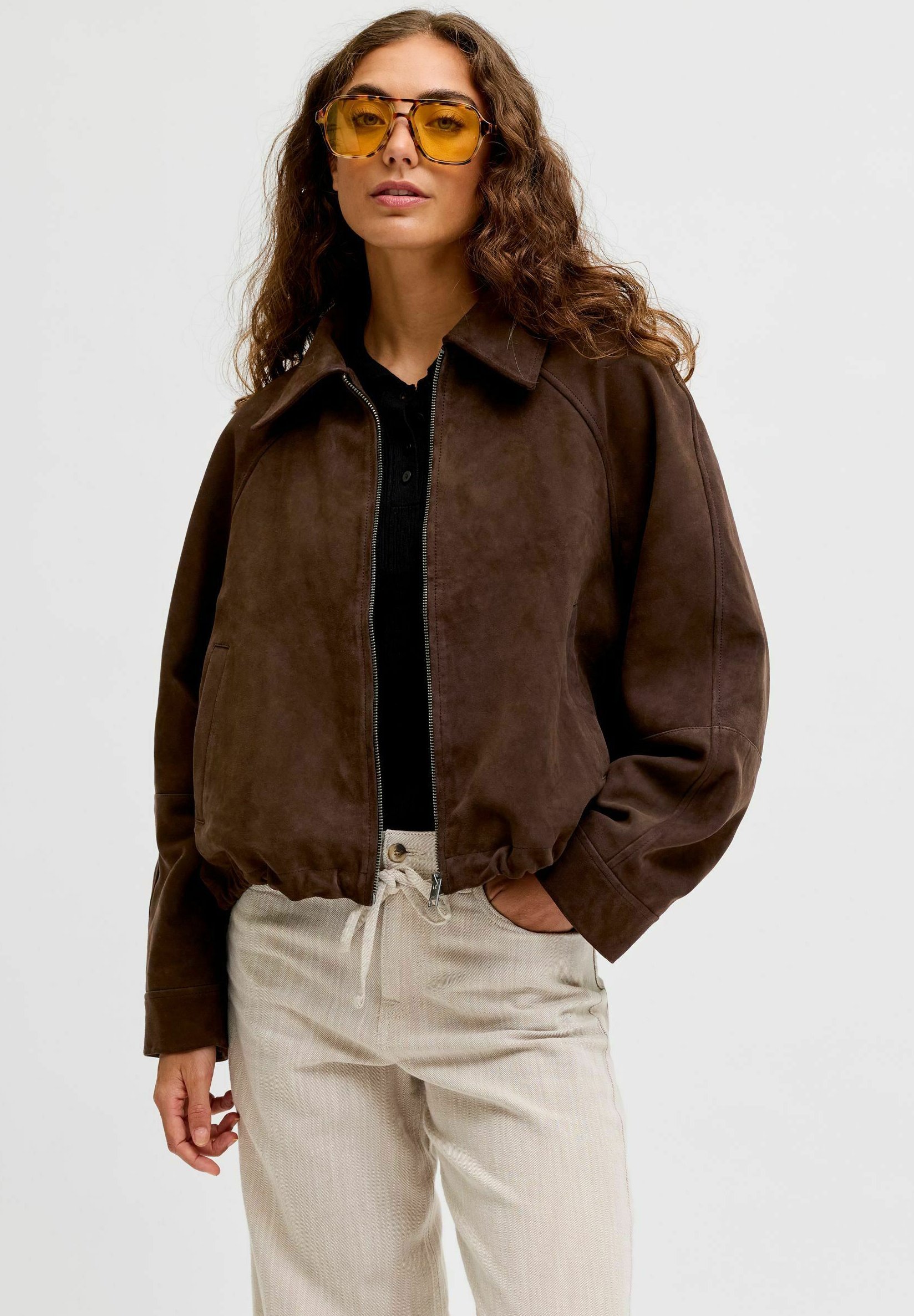 JJXX Suede JXNAOMI Suede - Leather jacket - demitasse/brown - Zalando