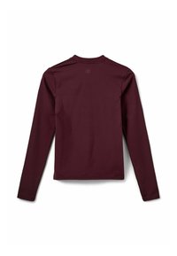 Pikad varrukad marooni tooniga topp, mis on valmistatud siledast ja venivast kangast. Omab ümarat kaelust ning väikest logo detaili ülemisel seljal.