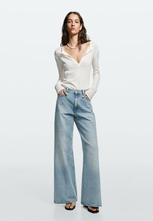 Massimo Dutti, HIGH-WAIST PALAZZO JEANS - Wide Leg - light-blue denim