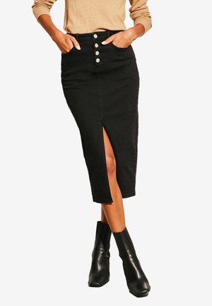 Lipsy BUTTON FLY DETAIL - REGULAR FIT - Pieštukinis sijonas - black