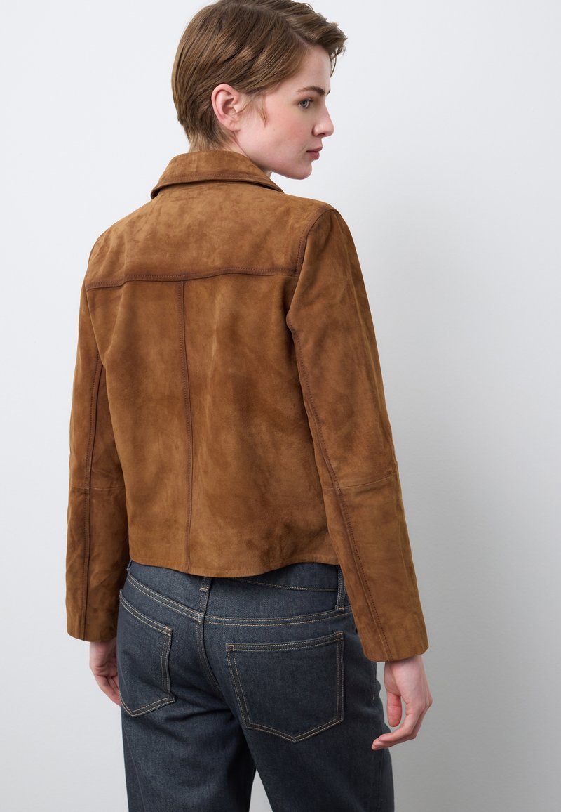 Stefanel REGULAR FIT WITH BUTTONS - Leather jacket - light brown 