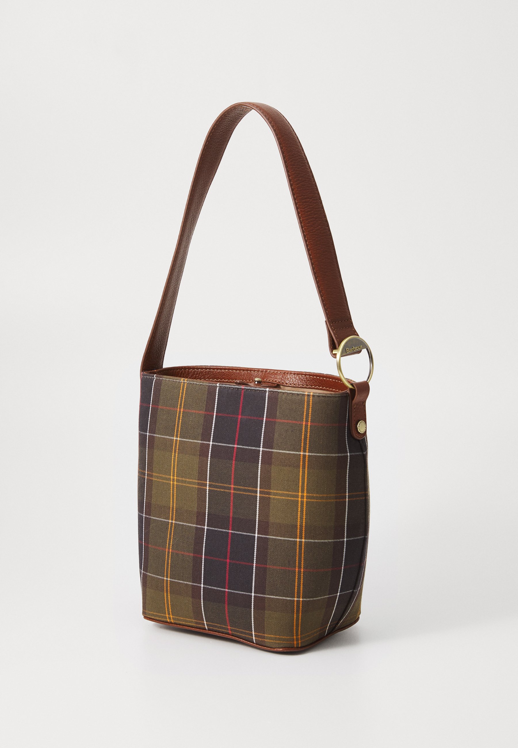Barbour TARTAN BUCKET BAG - Handbag - olive/dark blue/olive - Zalando